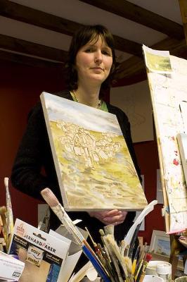 Anwen Roberts at her studio Bumwerth, Trearddur Bay